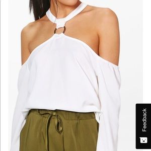 large size choker shoulderless boohoo top!🕊